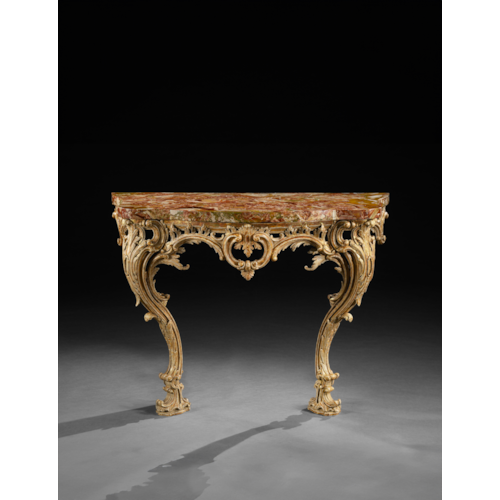 A Rare George III Period Carved and Giltwood Console Table with Original Sicilian Jasper Marble top